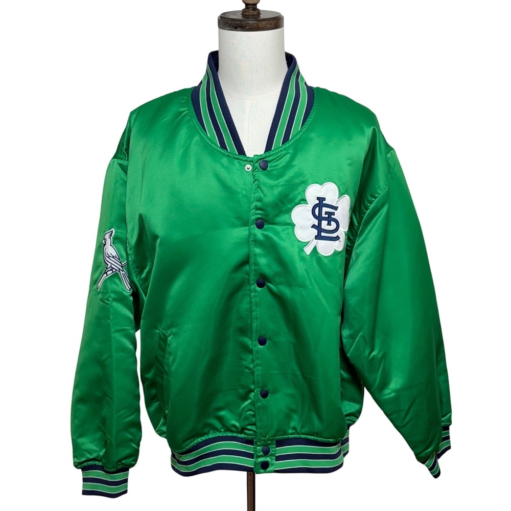 Vintage St Louis Cardinals Jacket Mens 2XL Green St Patricks Day Dugout Bomber
